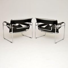 1960s Pair of Vintage Leather and Chrome Wassily Armchairs
