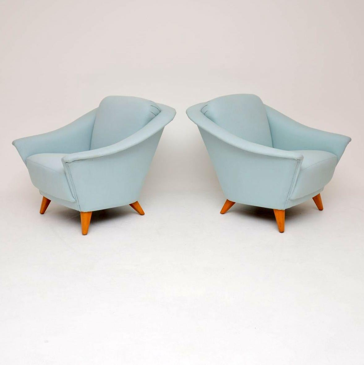 Mid-Century Modern 1960s Pair of Vintage Swedish Armchairs