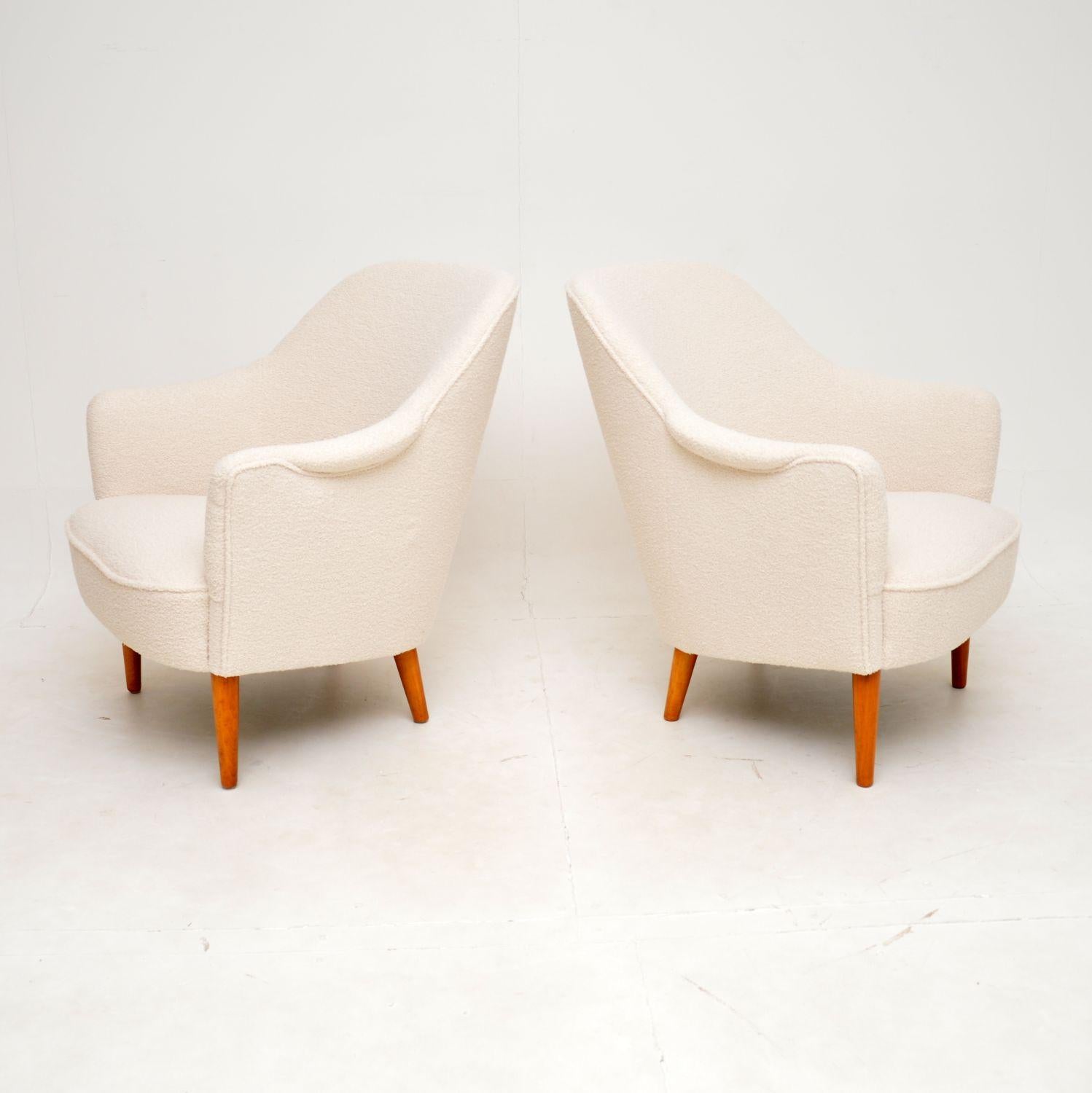 A stunning pair of Swedish vintage ‘Samspel’ armchairs by Carl Malmsten. They were recently imported from Sweden, and they date from around the 1960-70’s.

The quality is outstanding, they are generous in proportions and are extremely comfortable.