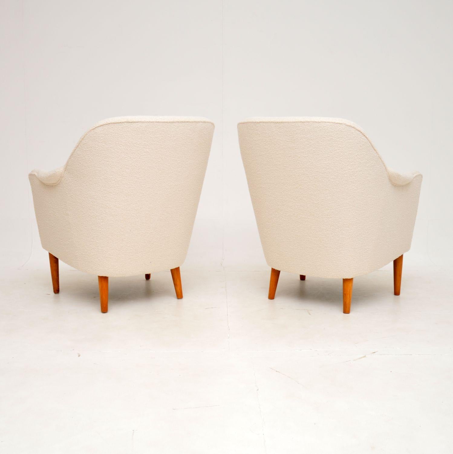 1960's Pair of Vintage Swedish Samspel Armchairs by Carl Malmsten In Good Condition In London, GB