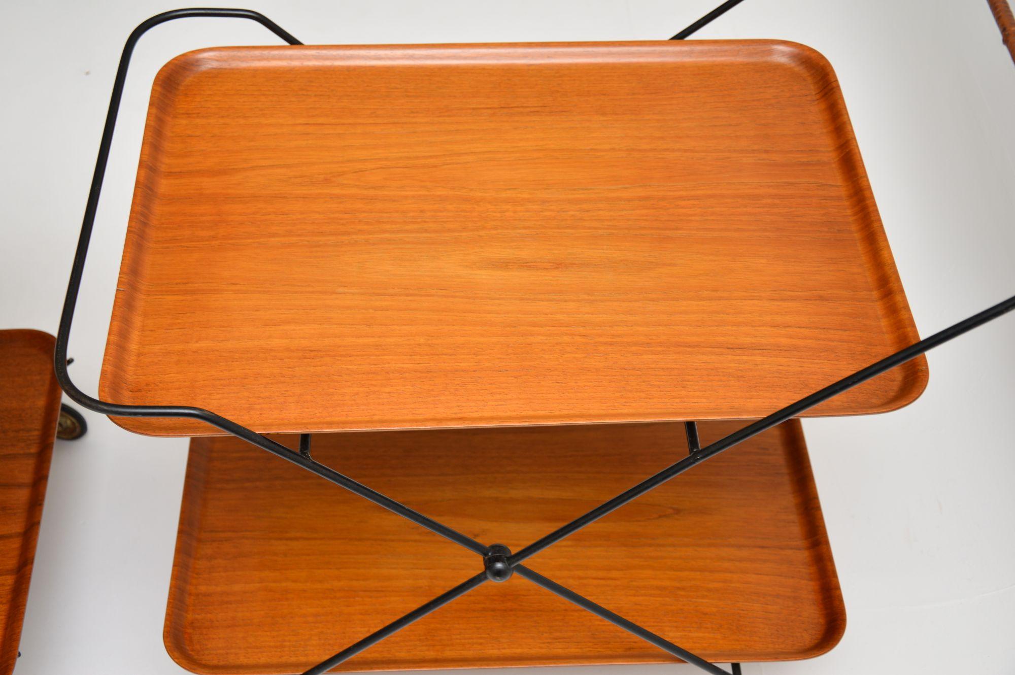1960's Pair of Vintage Swedish Teak Side Tables / Trolleys For Sale 2