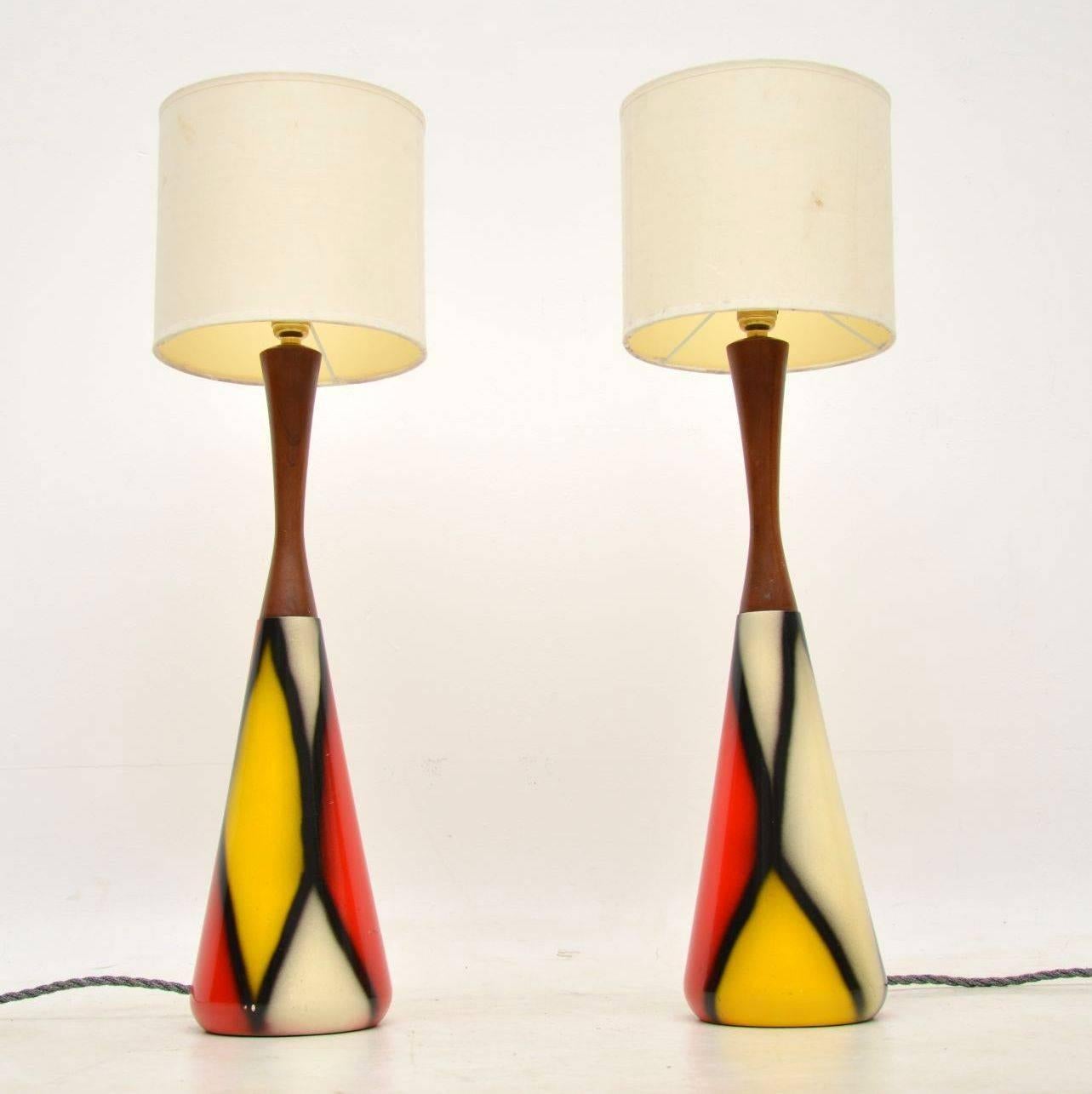 Mid-Century Modern 1960s Pair of Vintage Table Lamps