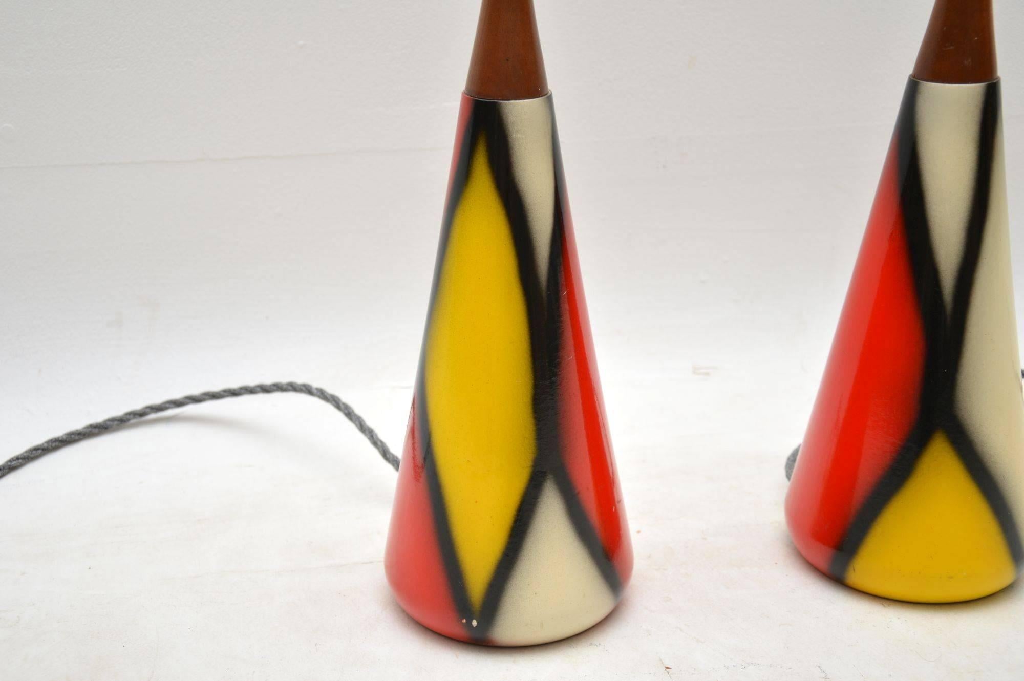 Wood 1960s Pair of Vintage Table Lamps