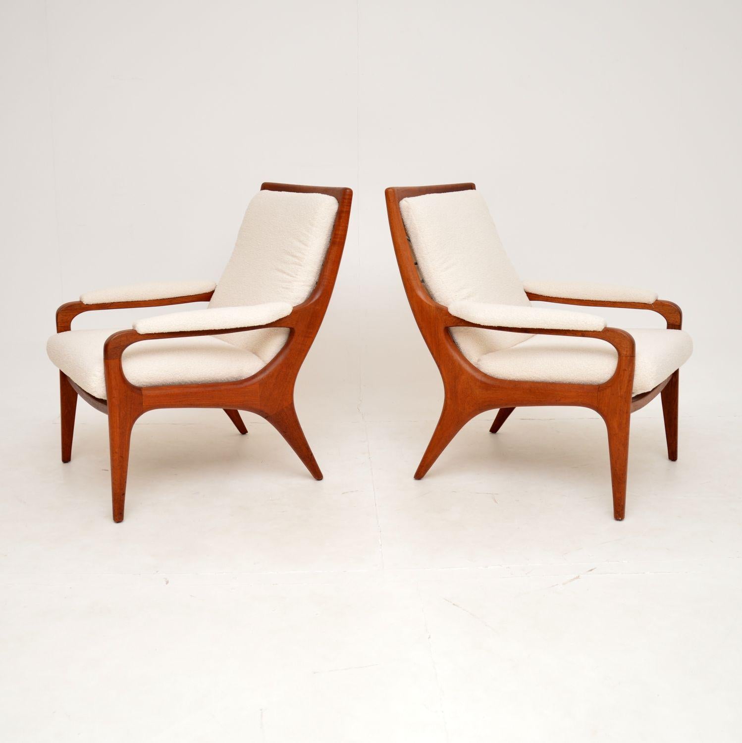 Mid-Century Modern 1960's Pair of Vintage Teak Armchairs by Howard Keith
