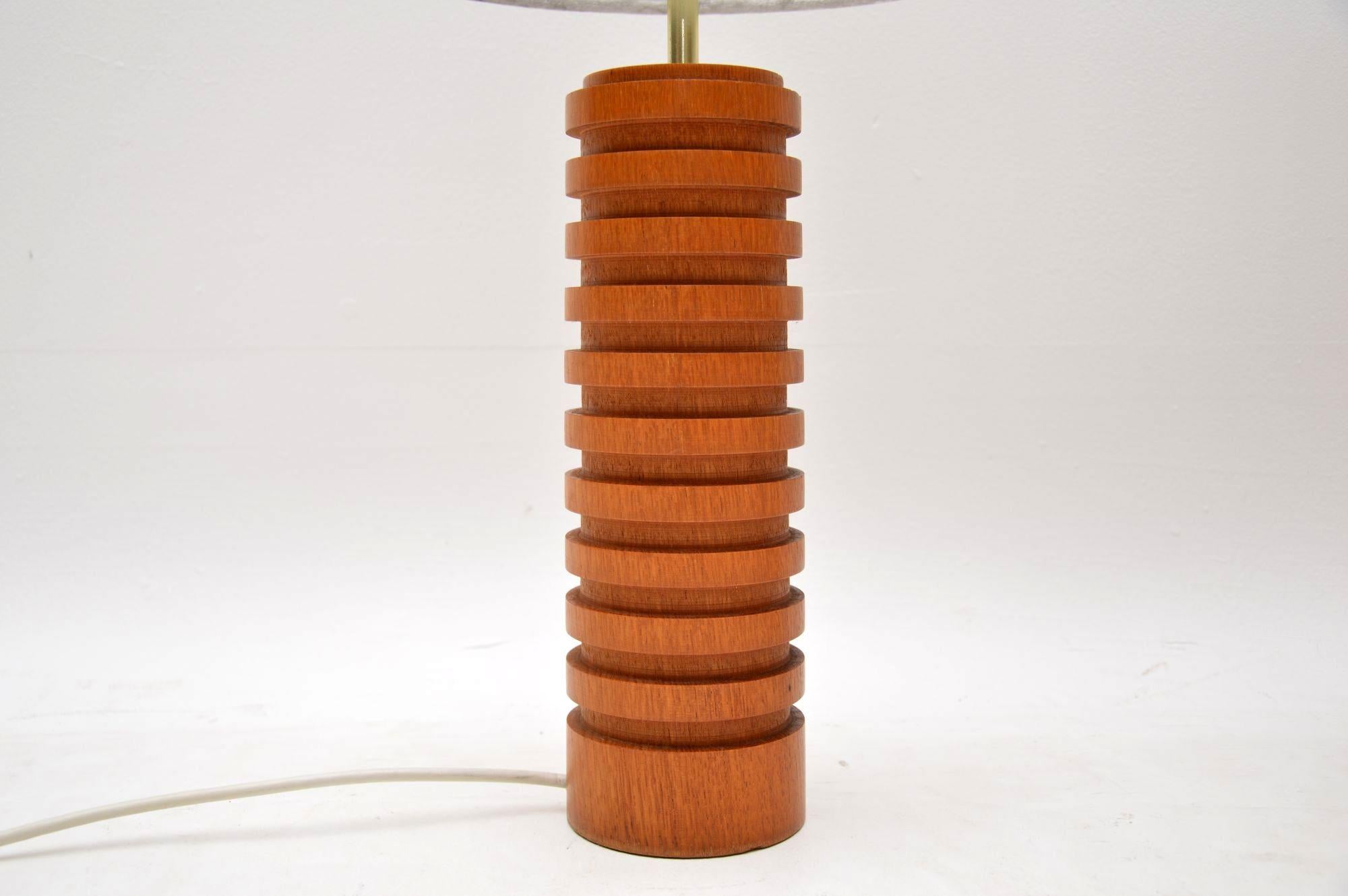 A beautifully made and very stylish pair of vintage teak lamps, these date from the 1960s. They are in lovely condition with hardly any wear to be seen, we have had these re-wired and they’re in good working order. We have paired these with some