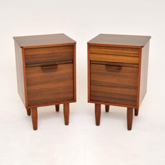1960's Pair of Vintage Walnut Bedside Cabinets by Uniflex