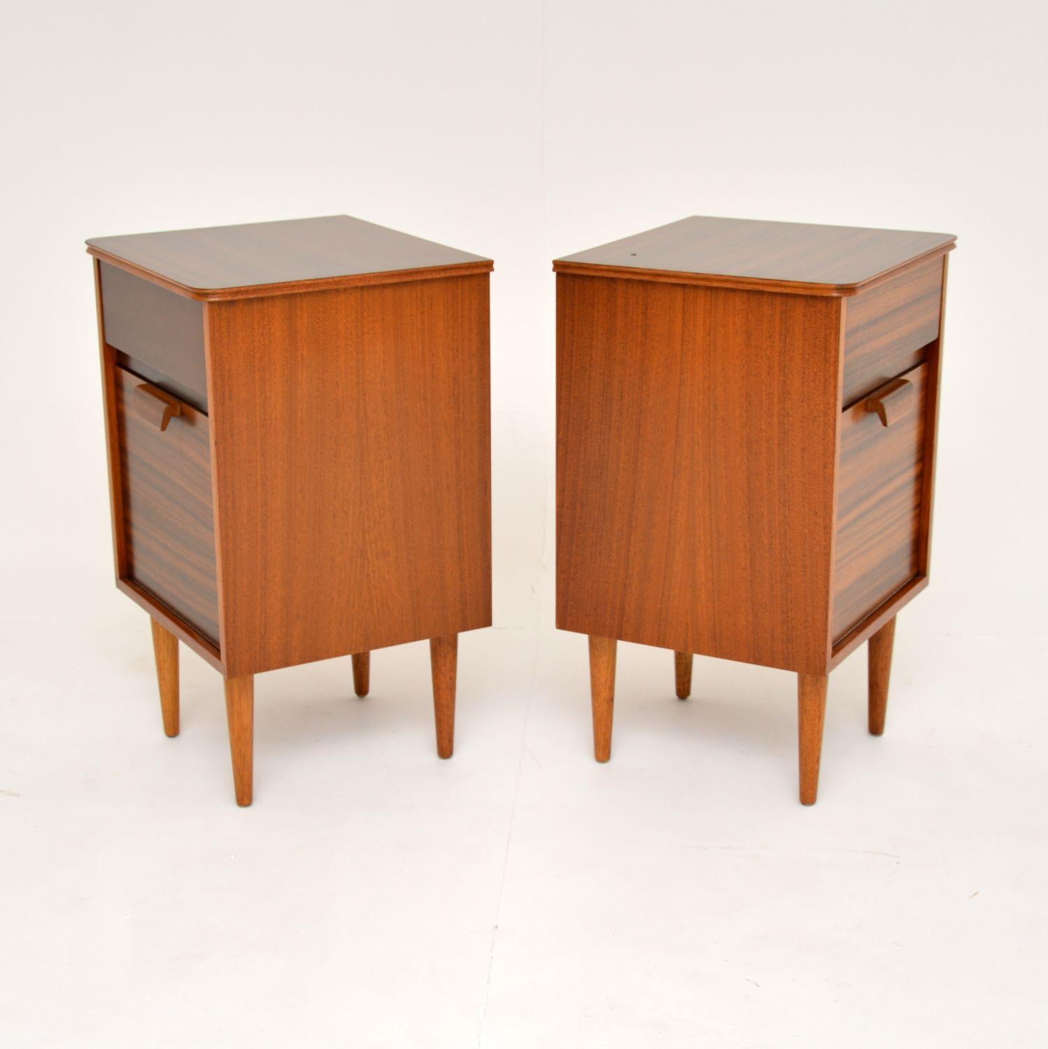 20th Century 1960's Pair of Vintage Walnut Bedside Cabinets by Uniflex