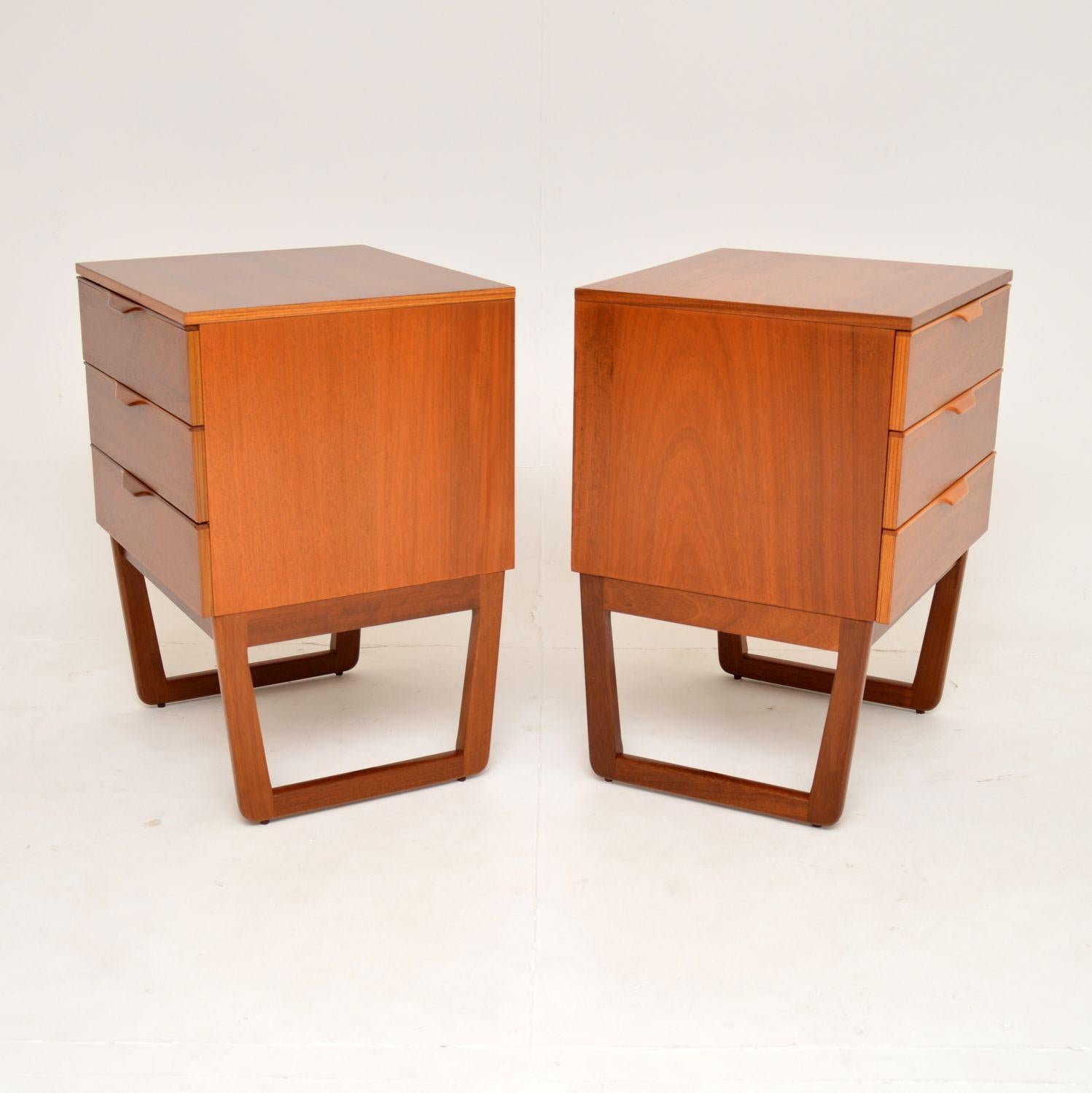 British 1960's Pair of Vintage Wooden Bedside Chests