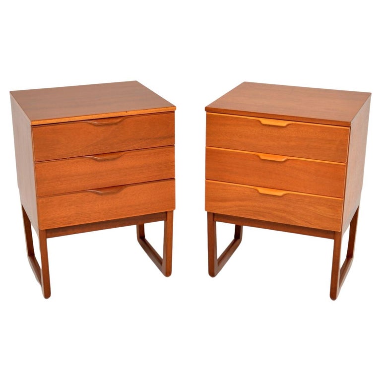 1960's Pair of Vintage Wooden Bedside Chests For Sale at 1stDibs