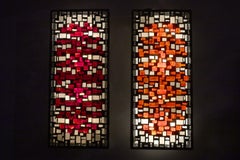 1960s Pair of Wall  Red and Orange Glassstones Lightning Germany Theo Kerg