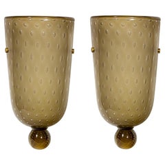 1960s Pair of Wall Lights Blown Mink Colour Murano Glass Attributed to Seguso