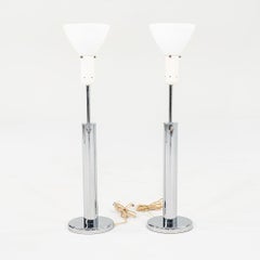 1960s Pair of Walter Von Nessen for Nessen Studios Skyscraper Chrome Table Lamps