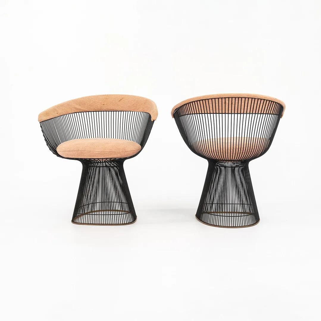Modern 1960s Pair of Warren Platner for Knoll Dining Arm Chairs with Bronze Frames For Sale