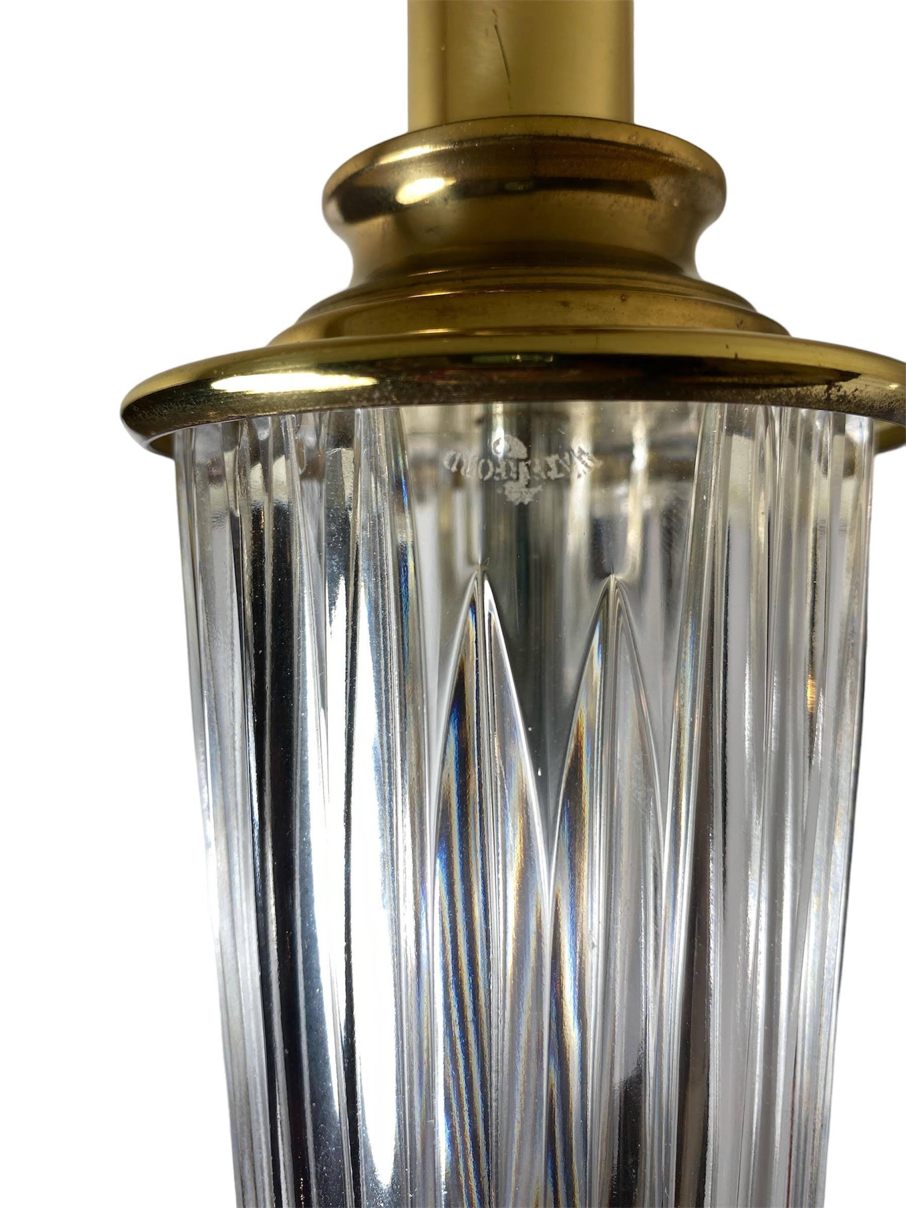 1960's Pair of Waterford Cut Crystal Lamps In Excellent Condition For Sale In Pasadena, CA