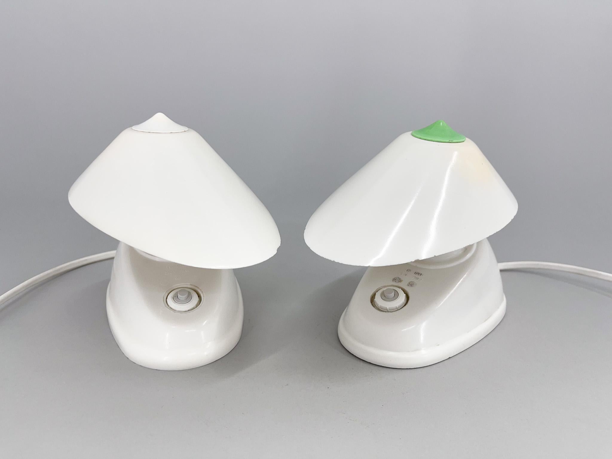 1960s Pair of White Bakelite Table or Wall Lamp, Czechoslovakia For Sale 5
