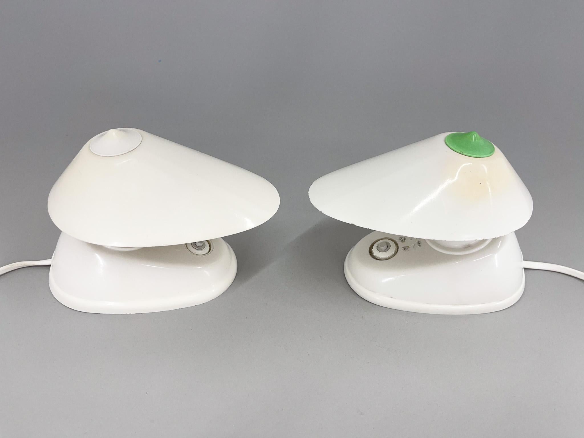 Mid-Century Modern 1960s Pair of White Bakelite Table or Wall Lamp, Czechoslovakia For Sale