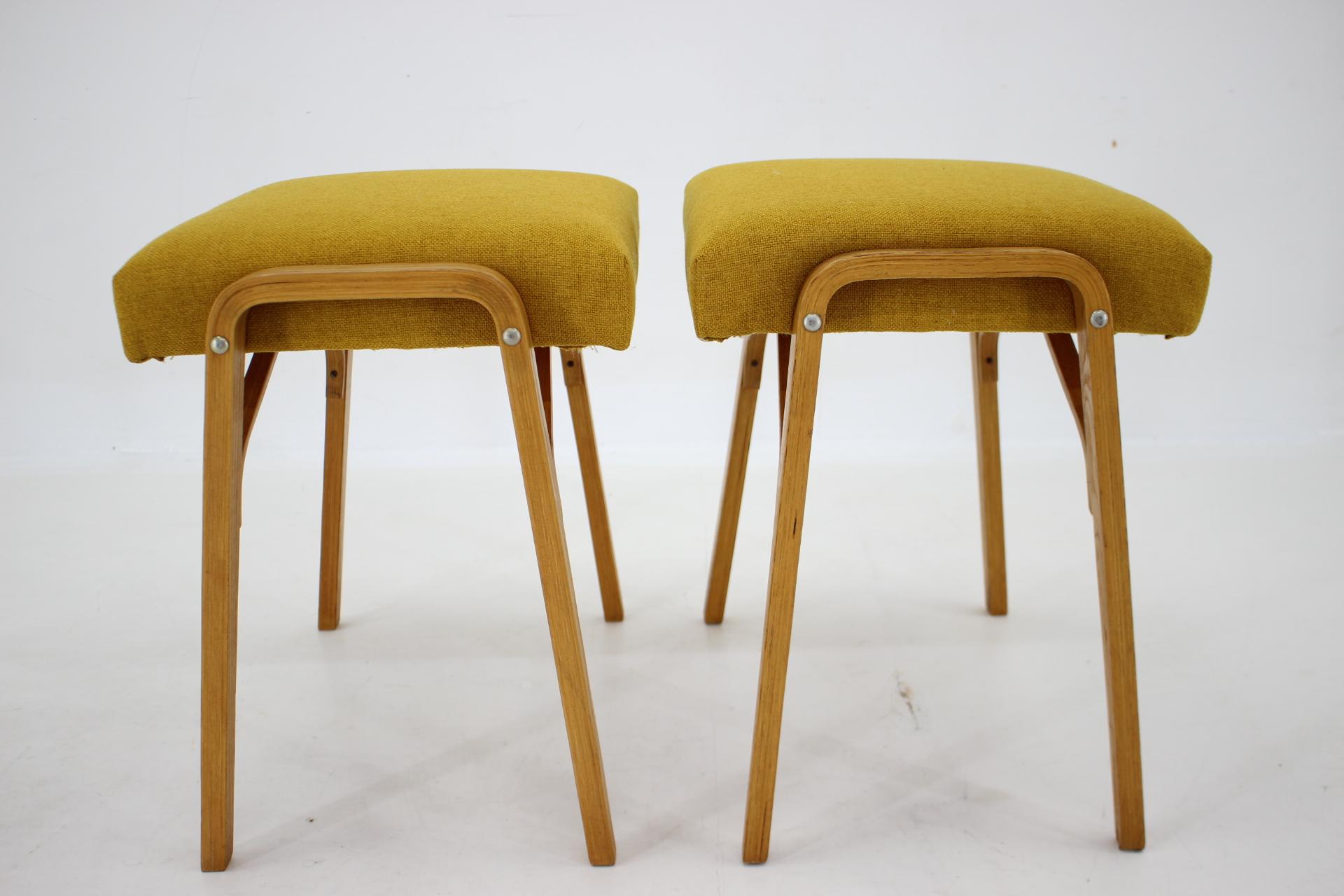 Mid-20th Century 1960s Pair of Wooden Stools, Czechoslovakia For Sale