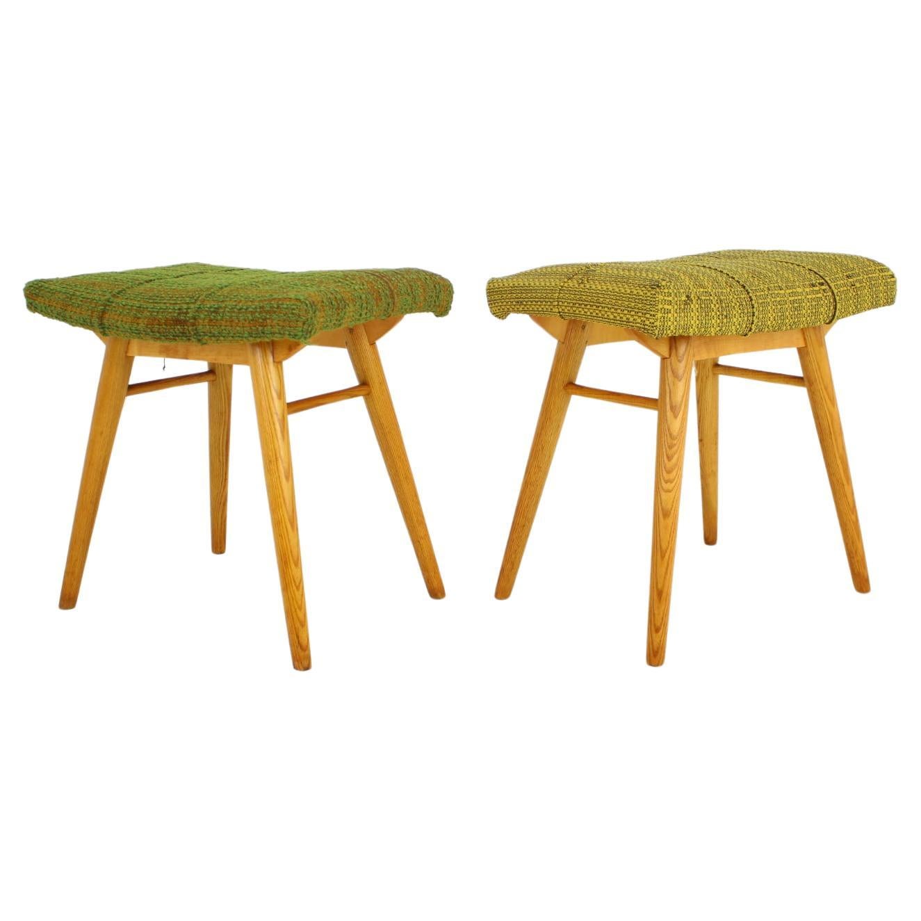 1960s Pair of Wooden Stools, Czechoslovakia For Sale
