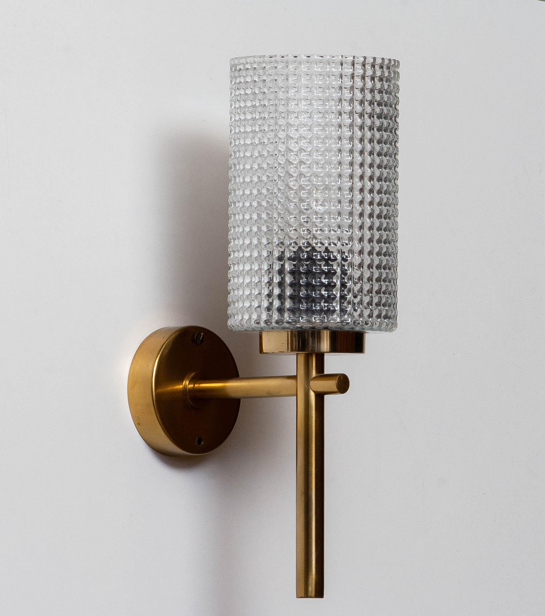 1960s Pair Swedish Brass Wall Lights / Sconces by Carl Fagerlund for Orrefors 3