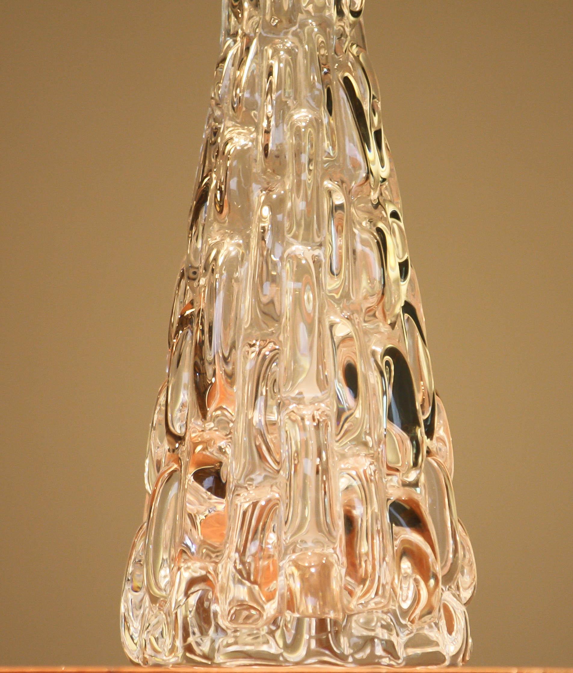 1960s Pair Swedish Table Lamps in Clear Crystal by Carl Fagerlund for Orrefors 3