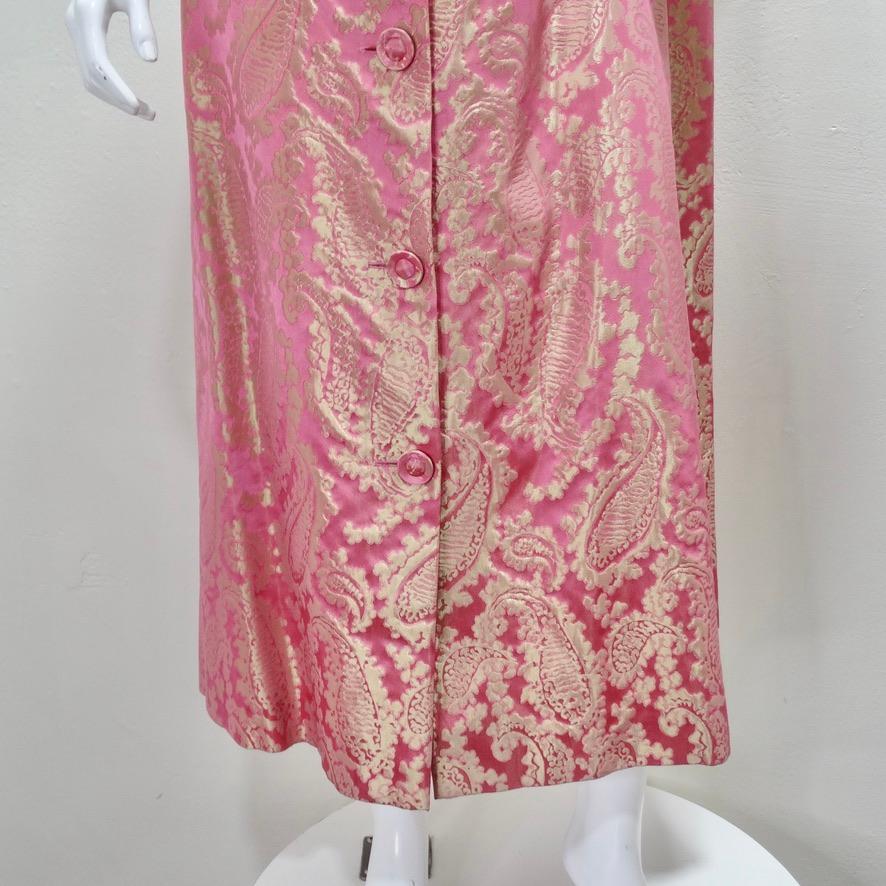 Pink 1960s Paisley Brocade Swing Coat 