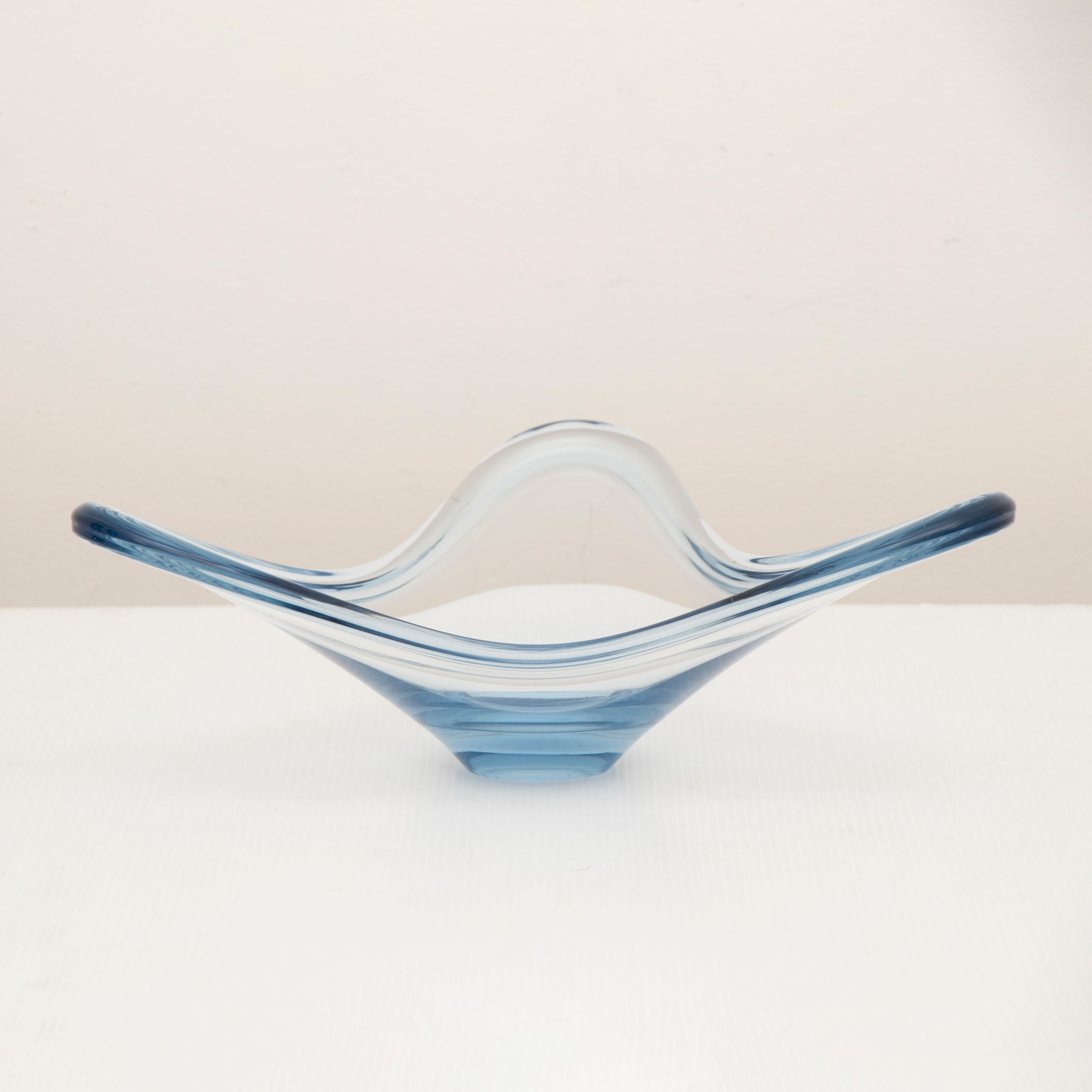 Mid-Century Modern 1960s Pale Blue Holmegaard Art Glass Bowl by Per Lutken