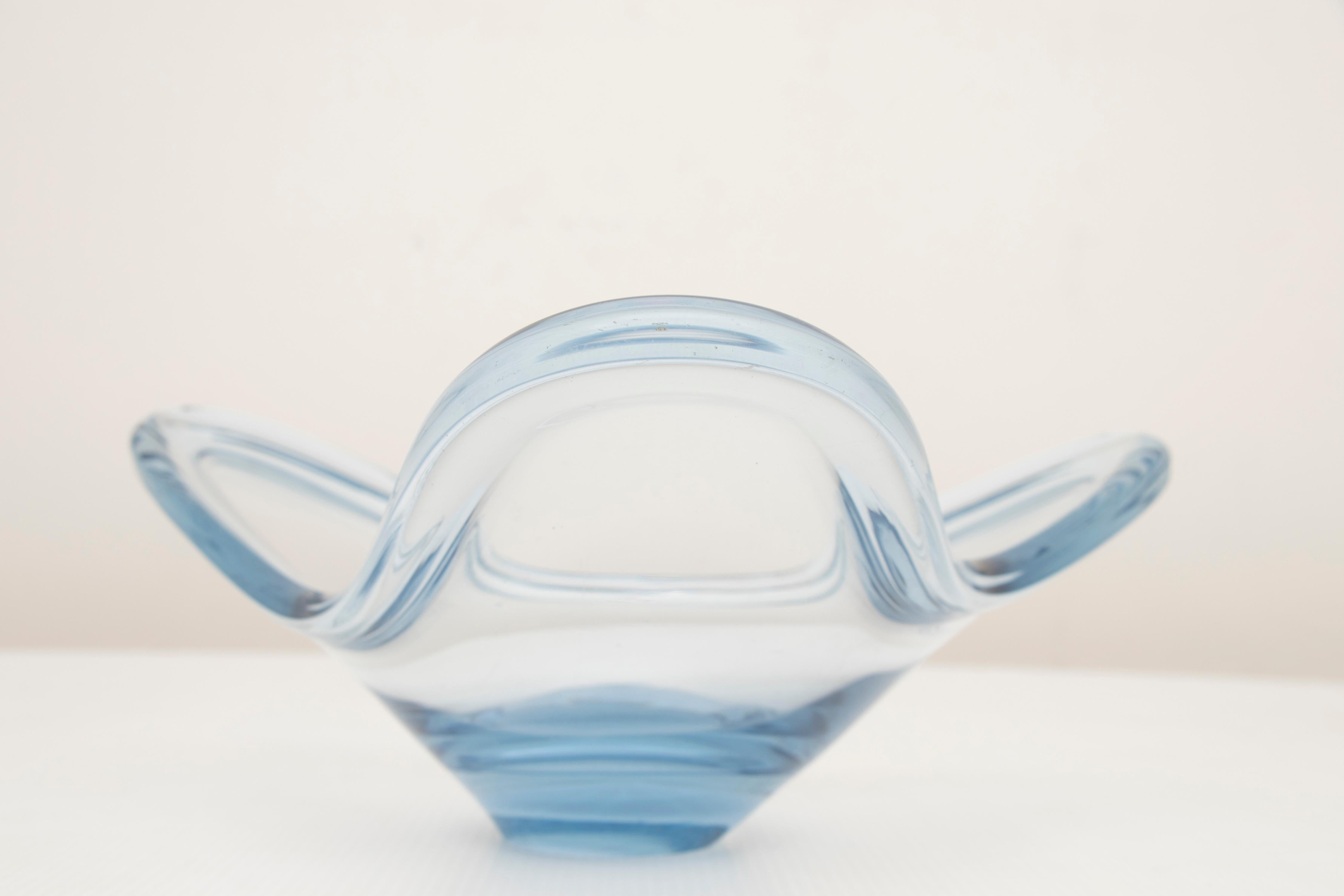 20th Century 1960s Pale Blue Holmegaard Art Glass Bowl by Per Lutken