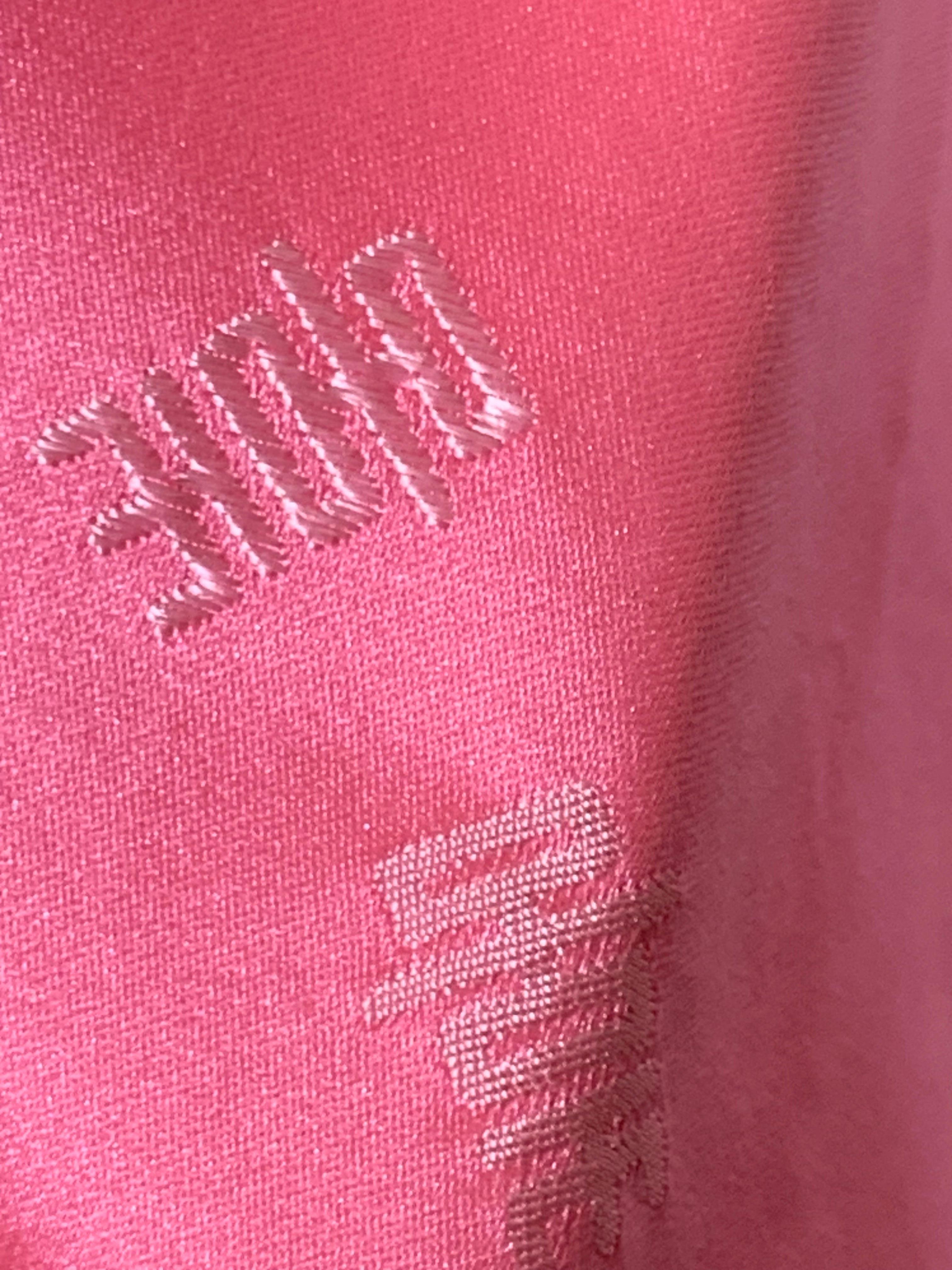 1960s Pale Candy Pink Mod Silk Satin Wrap-Style Dressing Gown w Half-Belt For Sale 8