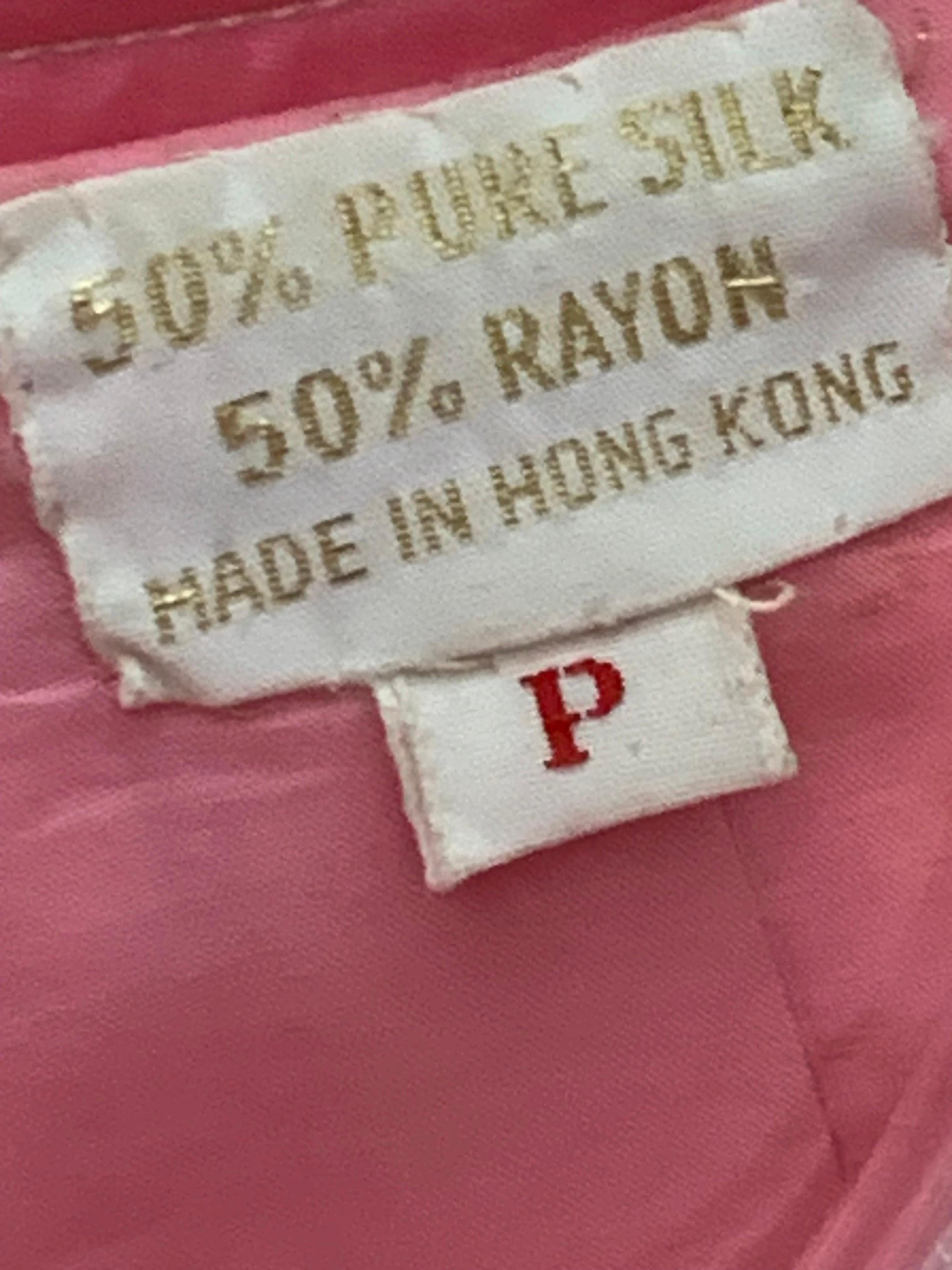 1960s Pale Candy Pink Mod Silk Satin Wrap-Style Dressing Gown w Half-Belt For Sale 15