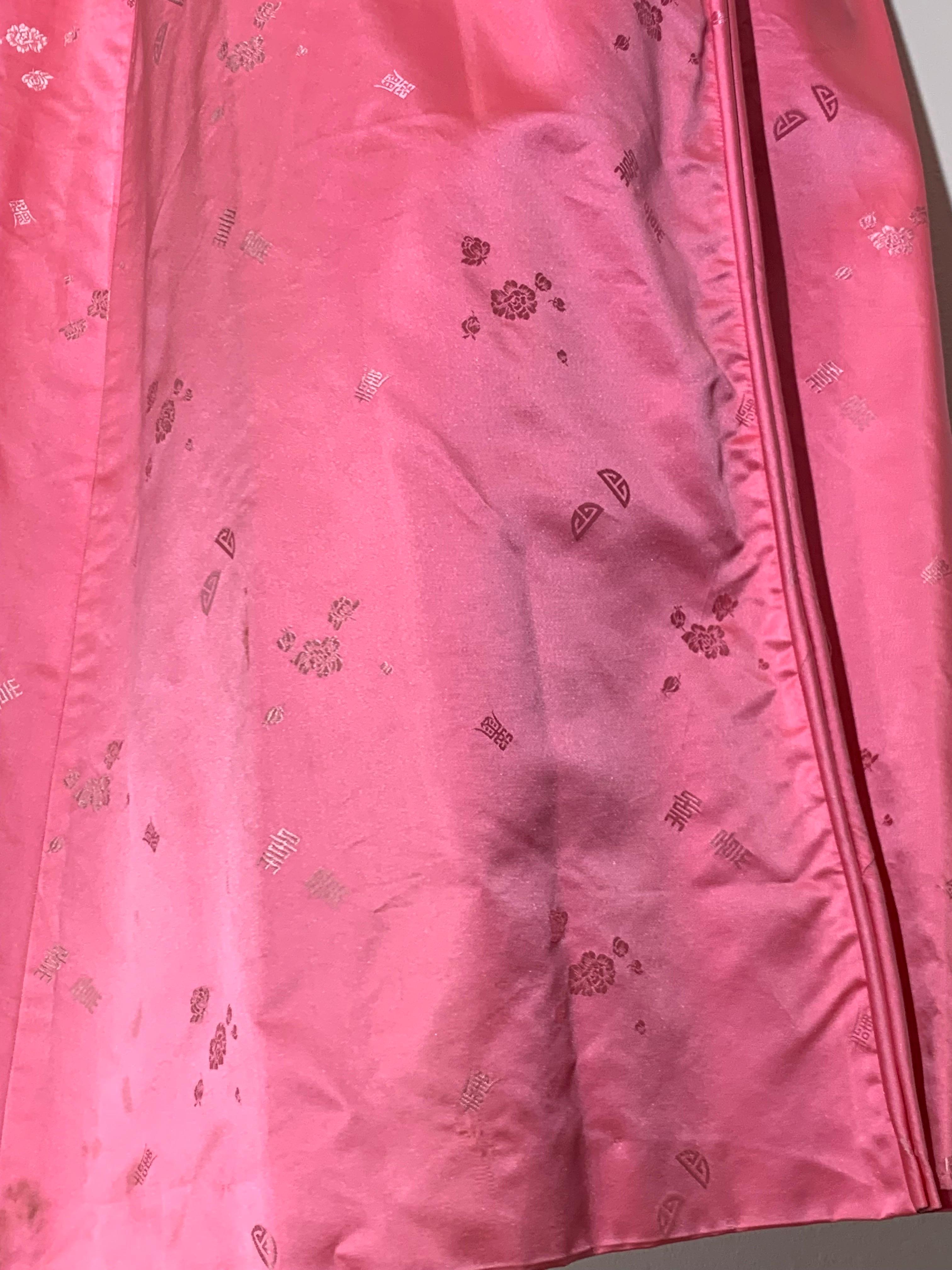 Women's 1960s Pale Candy Pink Mod Silk Satin Wrap-Style Dressing Gown w Half-Belt For Sale