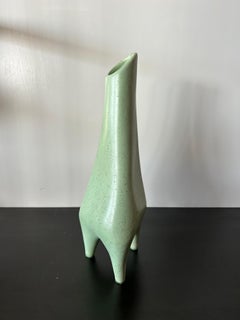 Mid-Century Ceramic Tripod Vase in Pastel Green