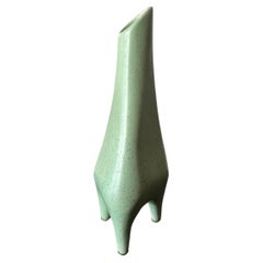Mid-Century Ceramic Tripod Vase in Pastel Green