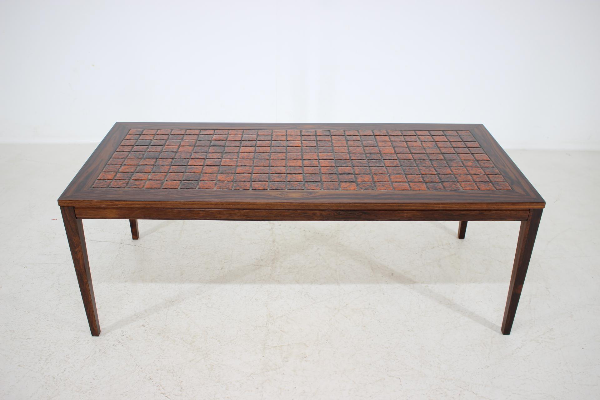 Mid-Century Modern 1960s Palisander and Tile Coffee Table, Denmark