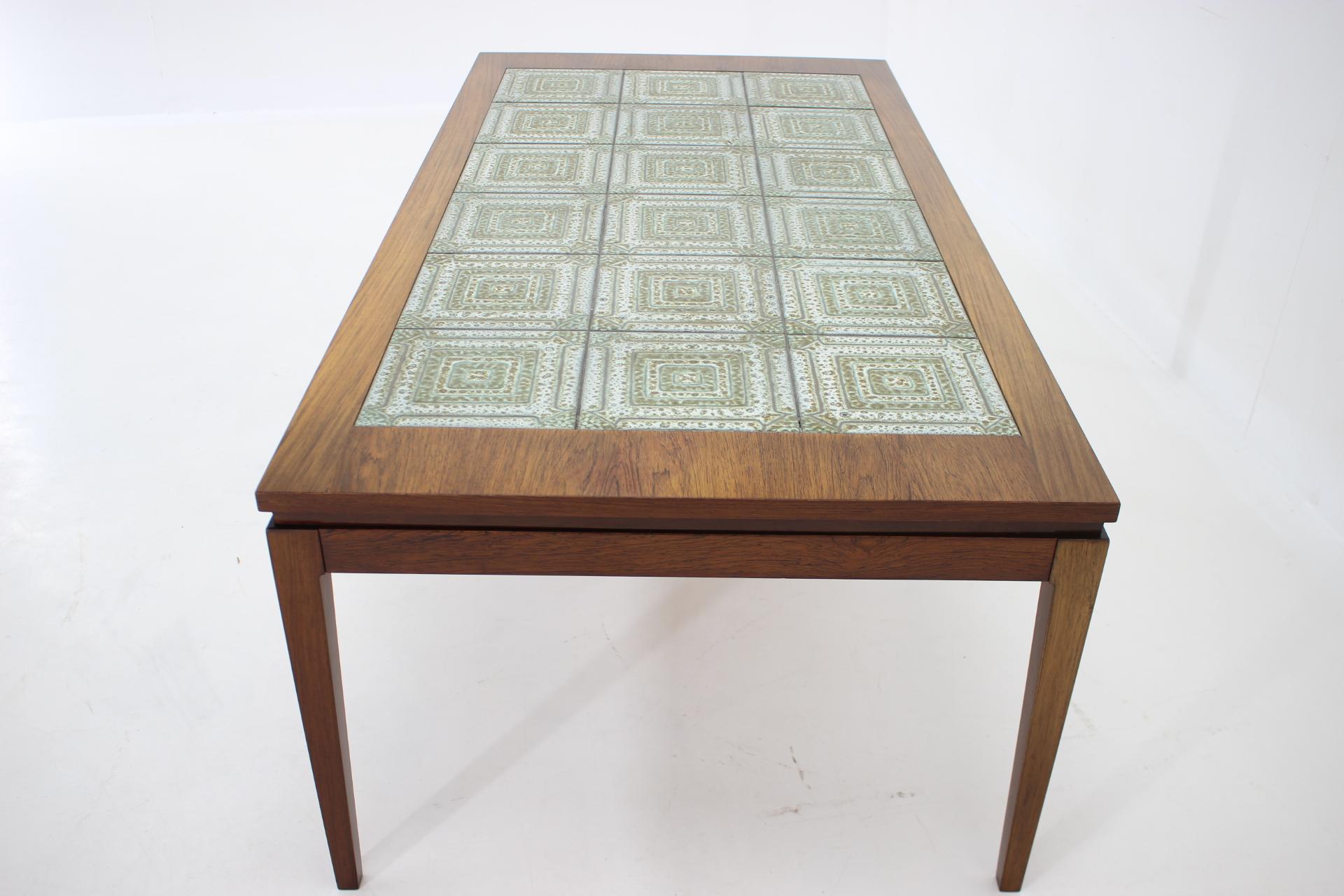 Mid-20th Century 1960s Palisander and Tile Coffee Table, Denmark For Sale