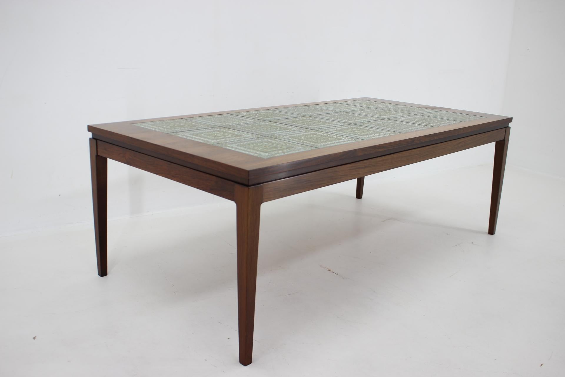 Wood 1960s Palisander and Tile Coffee Table, Denmark For Sale