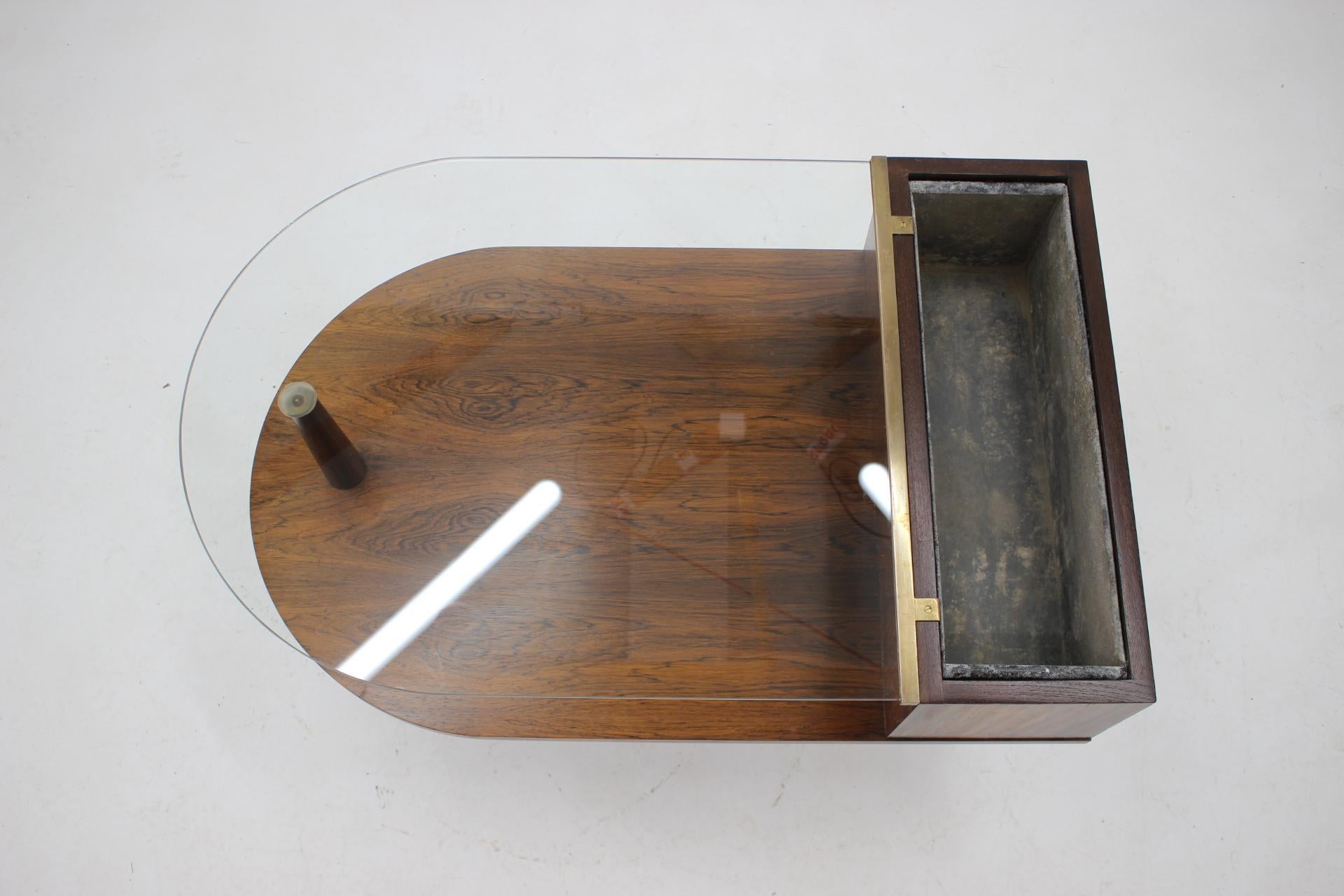 Mid-Century Modern 1960s Palisander Glass Coffee Table with Planter by CFC Silkeborg