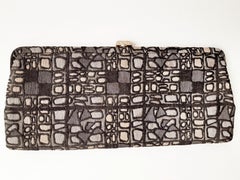 1960s Palizzio Mod Brown & Gray Atomic-Style Brocade Evening Clutch Purse