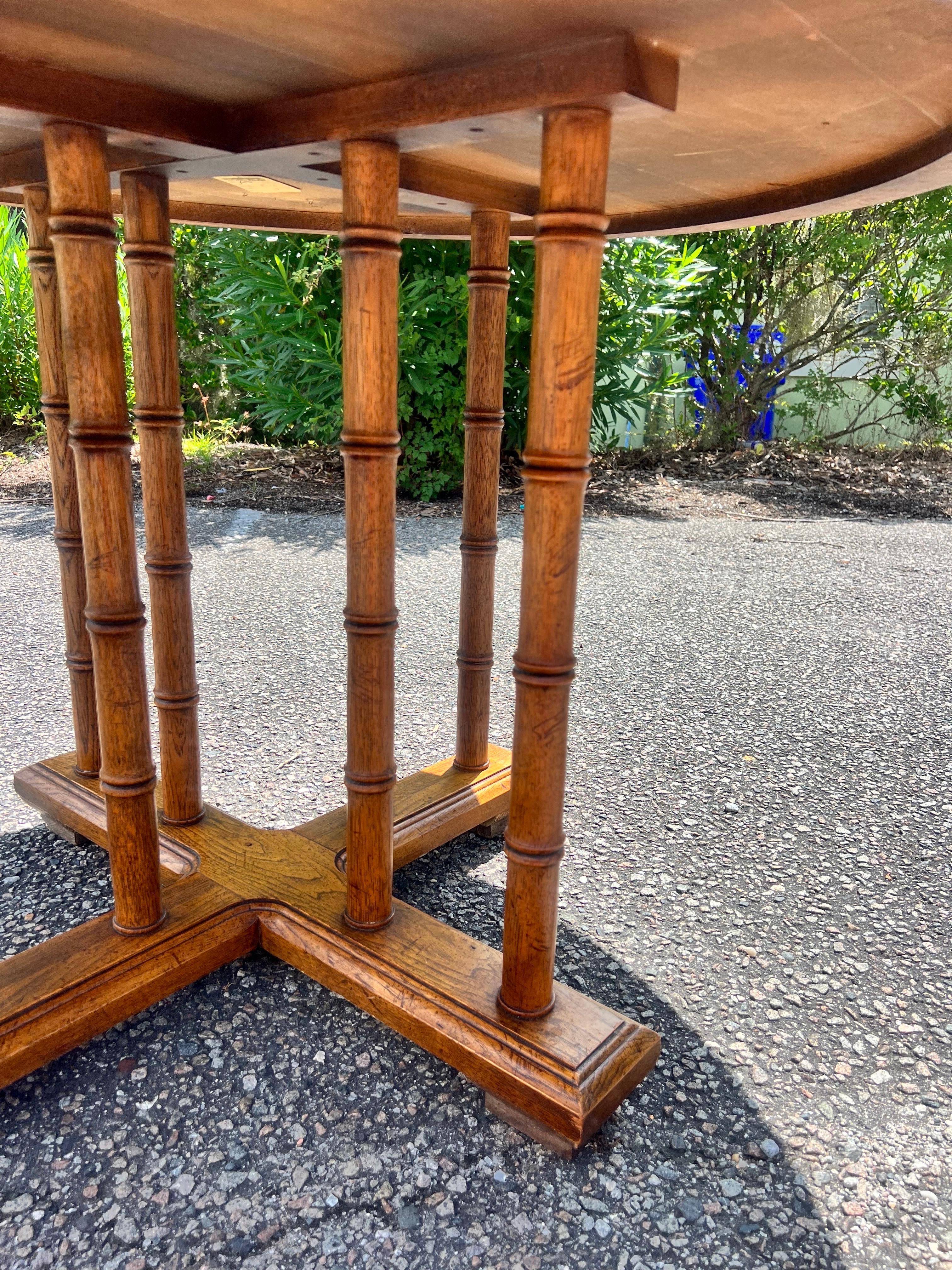 1960s Palm Beach Regency Bamboo Round Dining Table In Good Condition For Sale In Charleston, SC