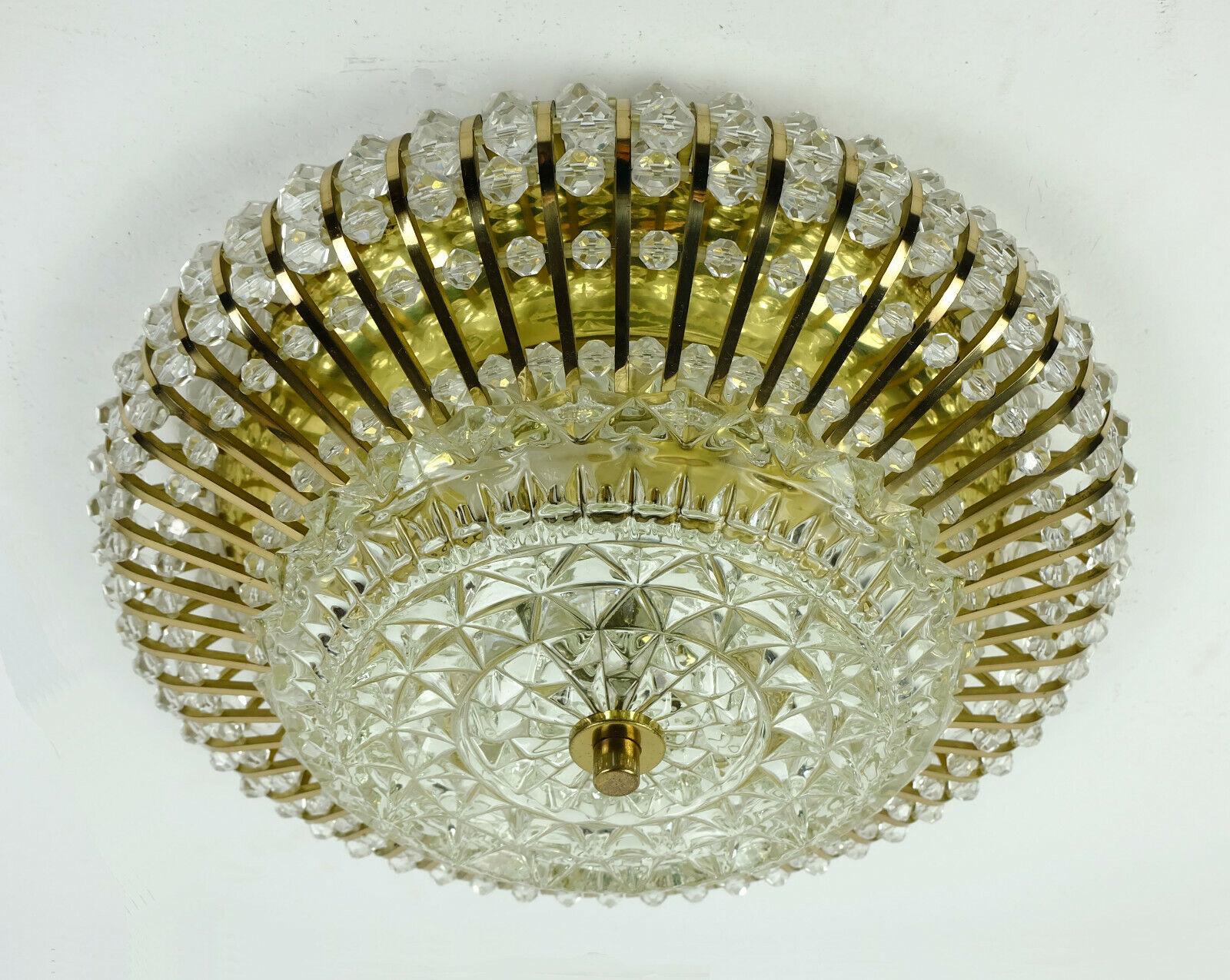 1960s Palwa Ceiling Lamp Ceiling Fixture Brass and Glass In Good Condition For Sale In Mannheim, DE