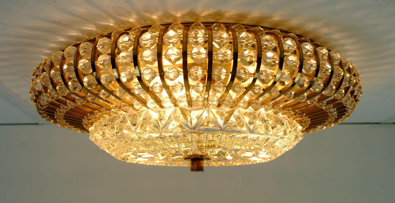 1960s Palwa Ceiling Lamp Ceiling Fixture Brass and Glass For Sale 3