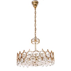 1960s Palwa Six-Light Crystal Cut-Glass and Gilt Brass Chandelier