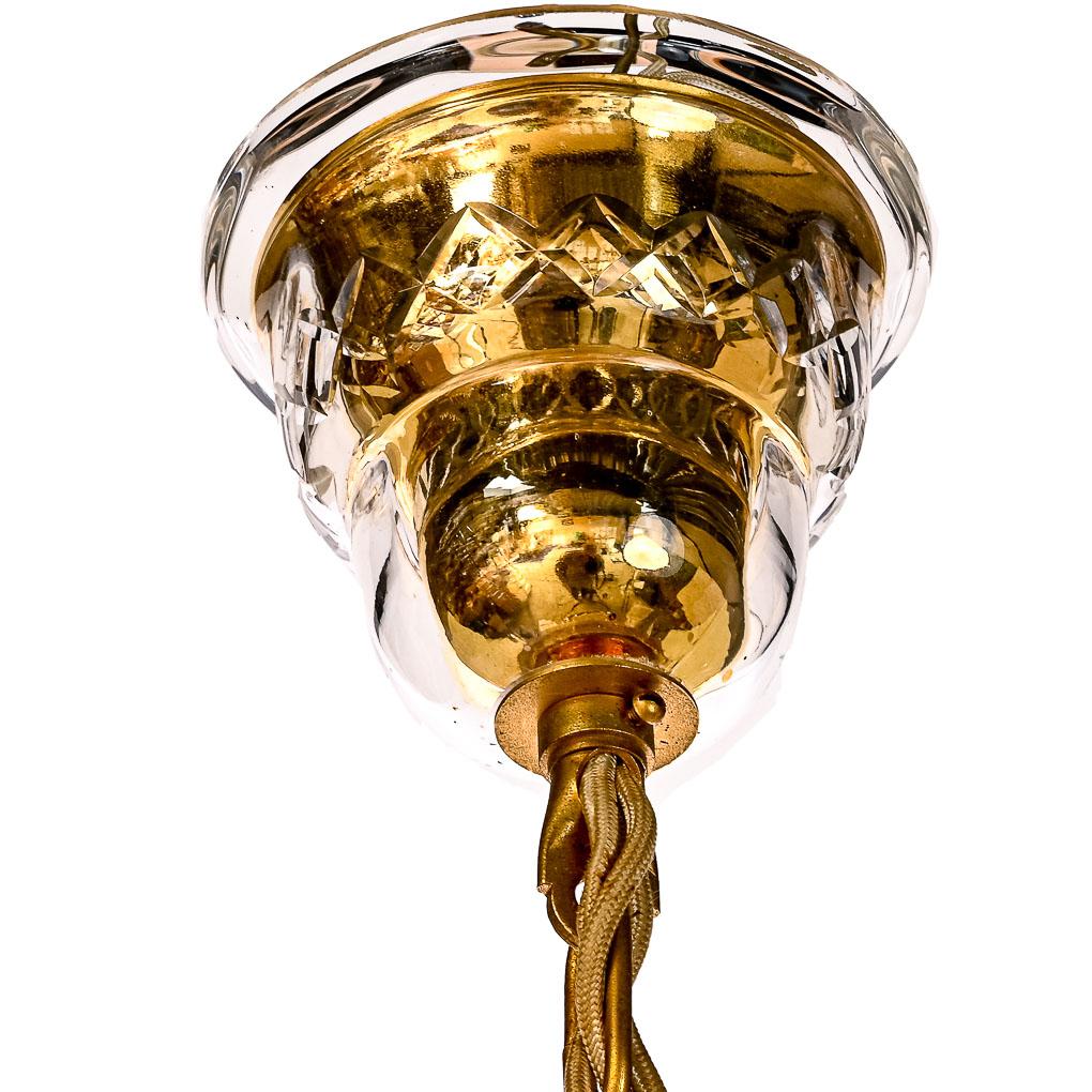 1960er Jahre Palwa Sechs-Licht-Kronleuchter aus geschliffenem Kristall und vergoldetem Messing im Angebot 3