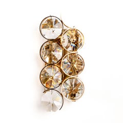 1960s Gilt Brass and Diamond Shaped Glass Sconces by Palwa