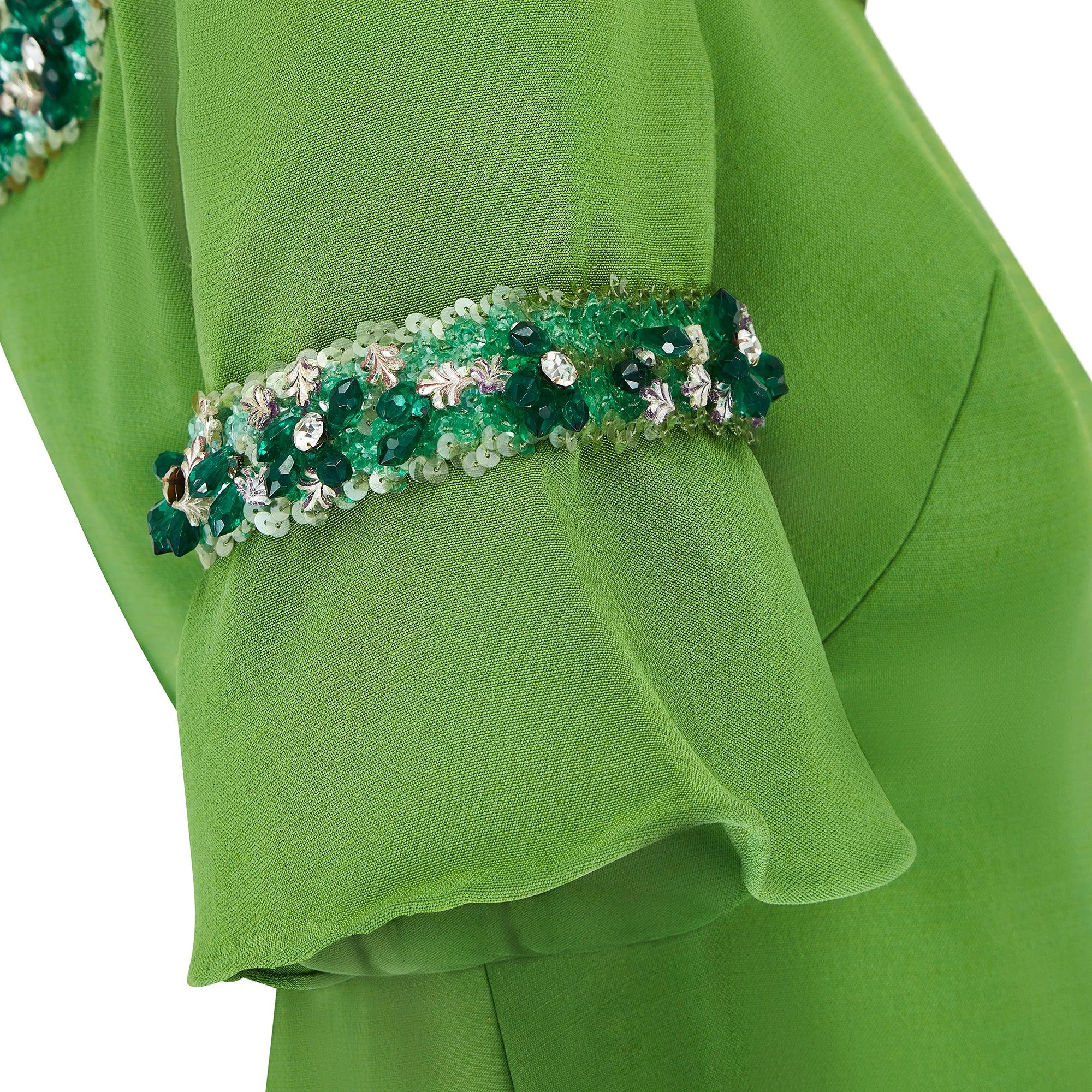 Women's 1960s Paola Sidoli Alta Moda Green Beaded Mini Dress