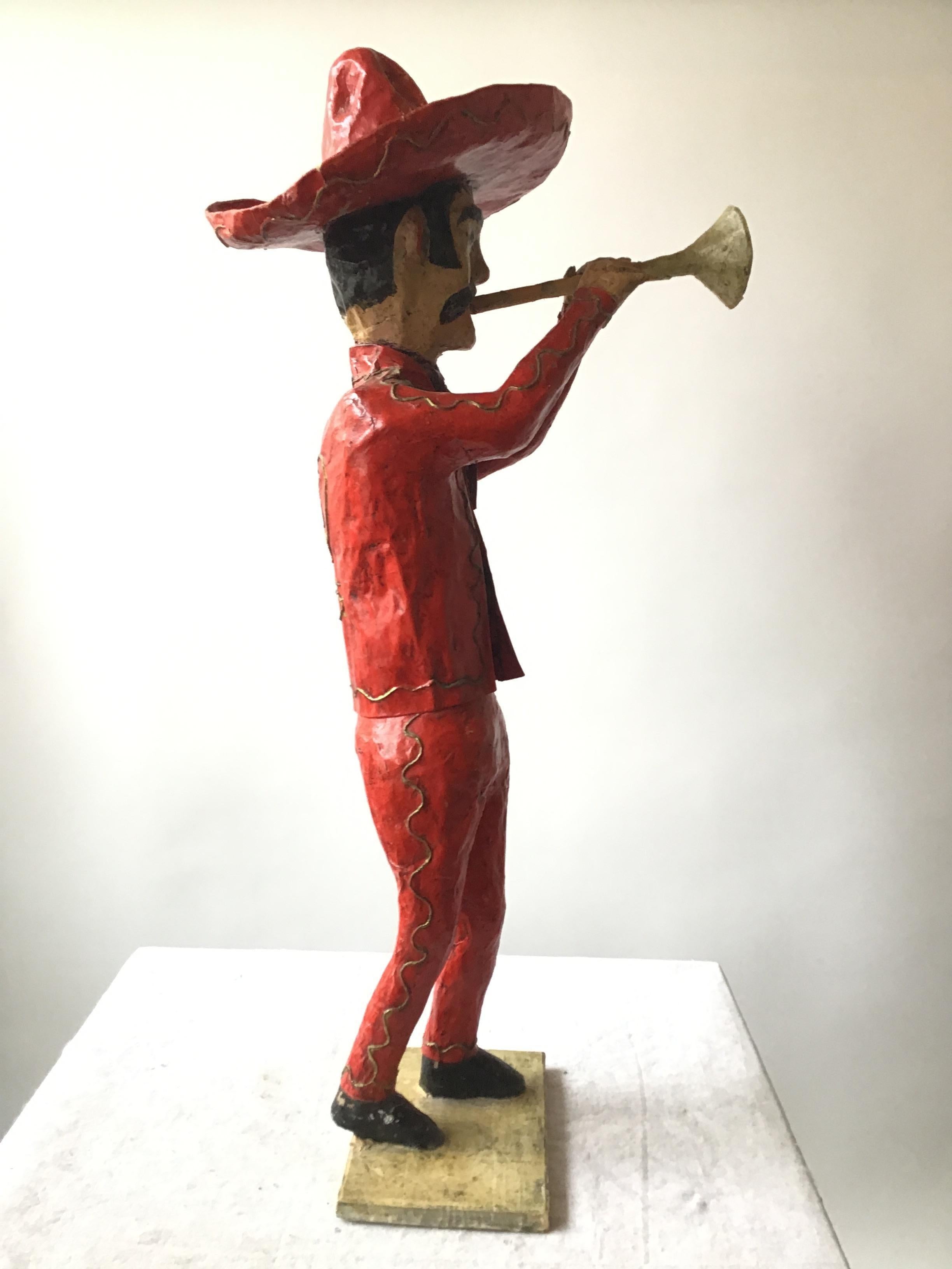 1960s Paper Mâché  Horn Player. Made In Mexico For Sale 1