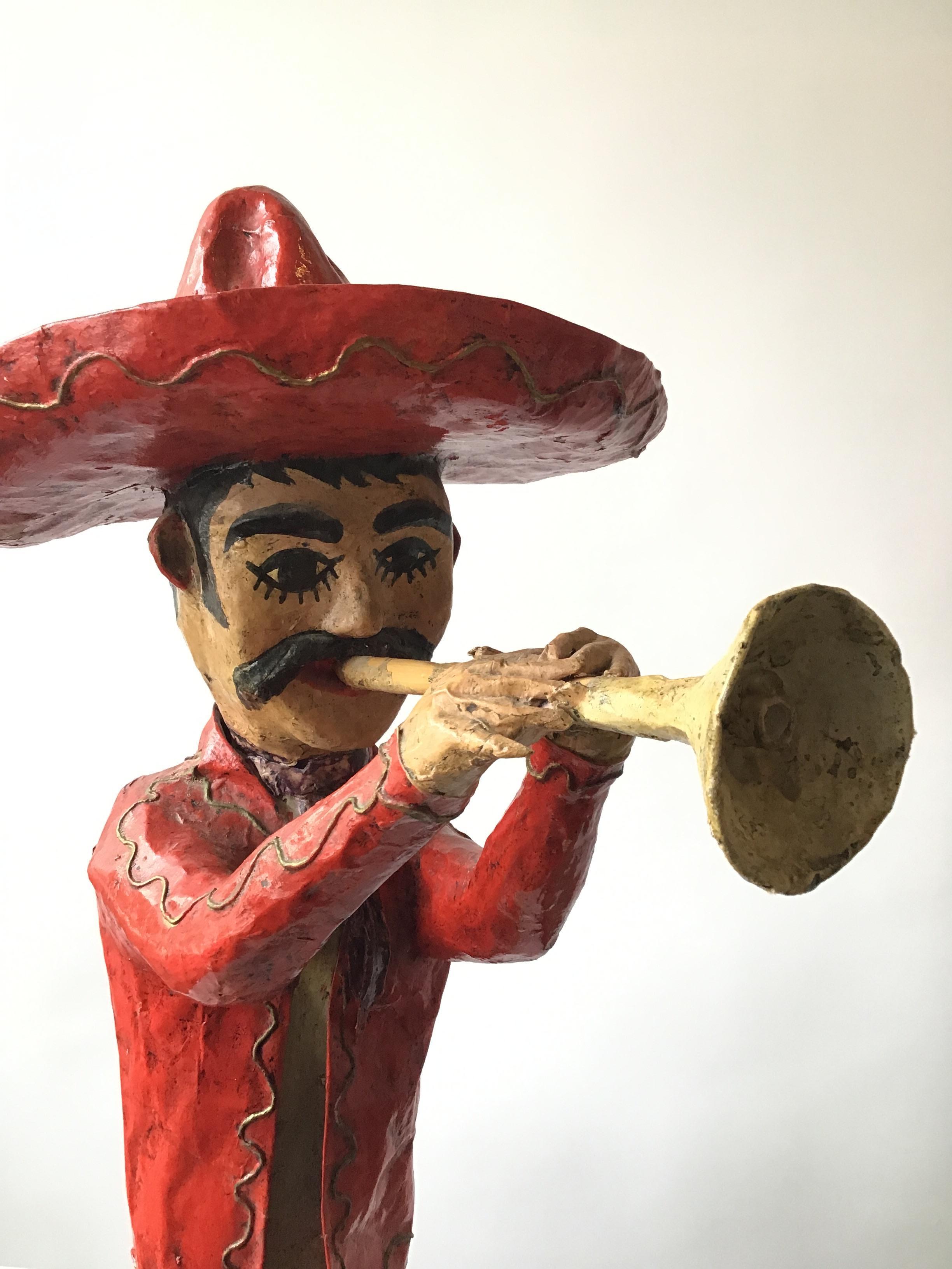 1960s Paper Mâché  Horn Player. Made In Mexico For Sale 2