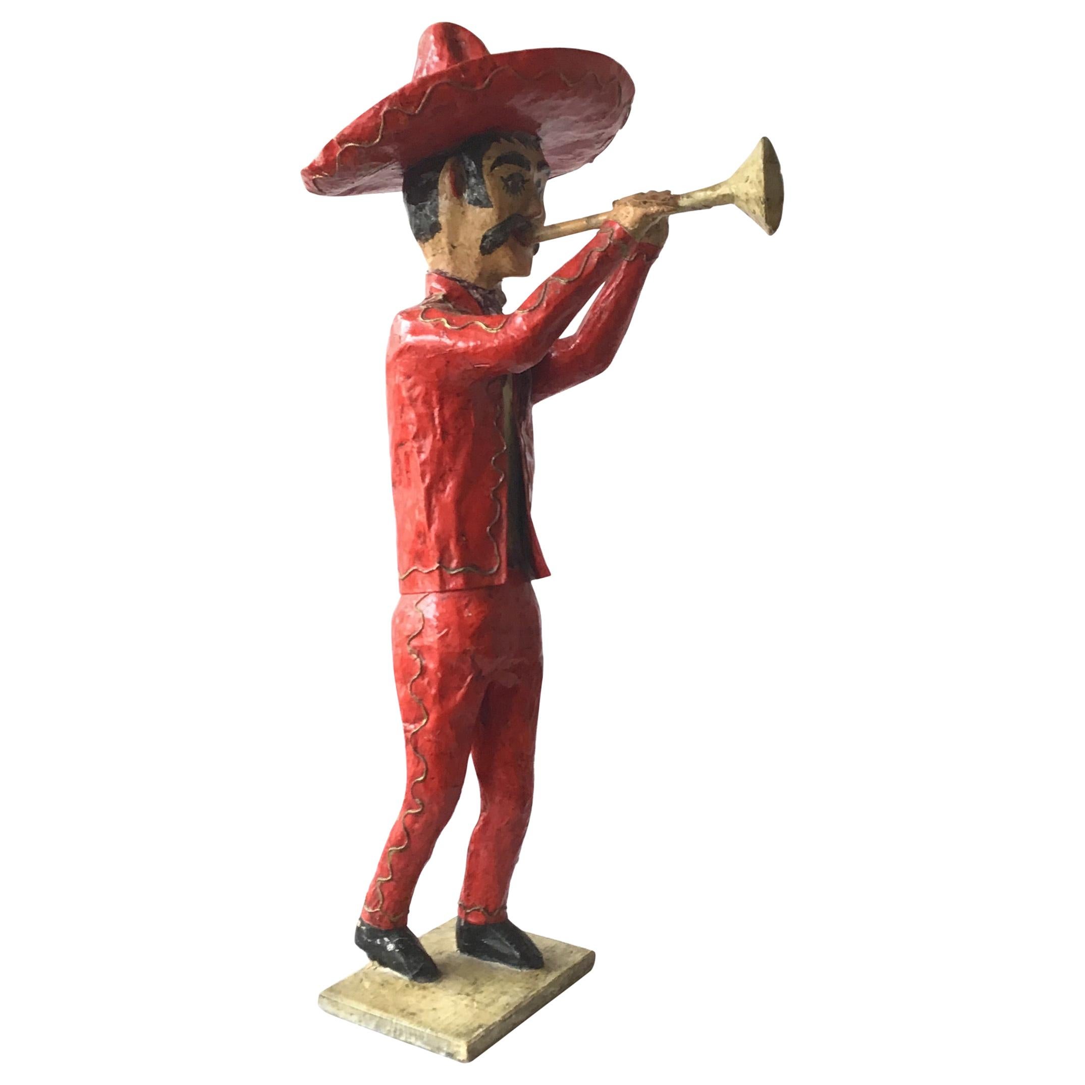 1960s Paper Mâché  Horn Player. Made In Mexico For Sale