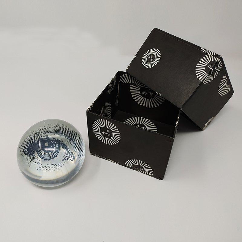 Italian 1960s Paperweight in Crystal by Piero Fornasetti. Made in Italy
