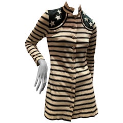 Mini robe en maille de lurex d'inspiration nautique avec épaules en forme d'étoile Paraphernalia, années 1960