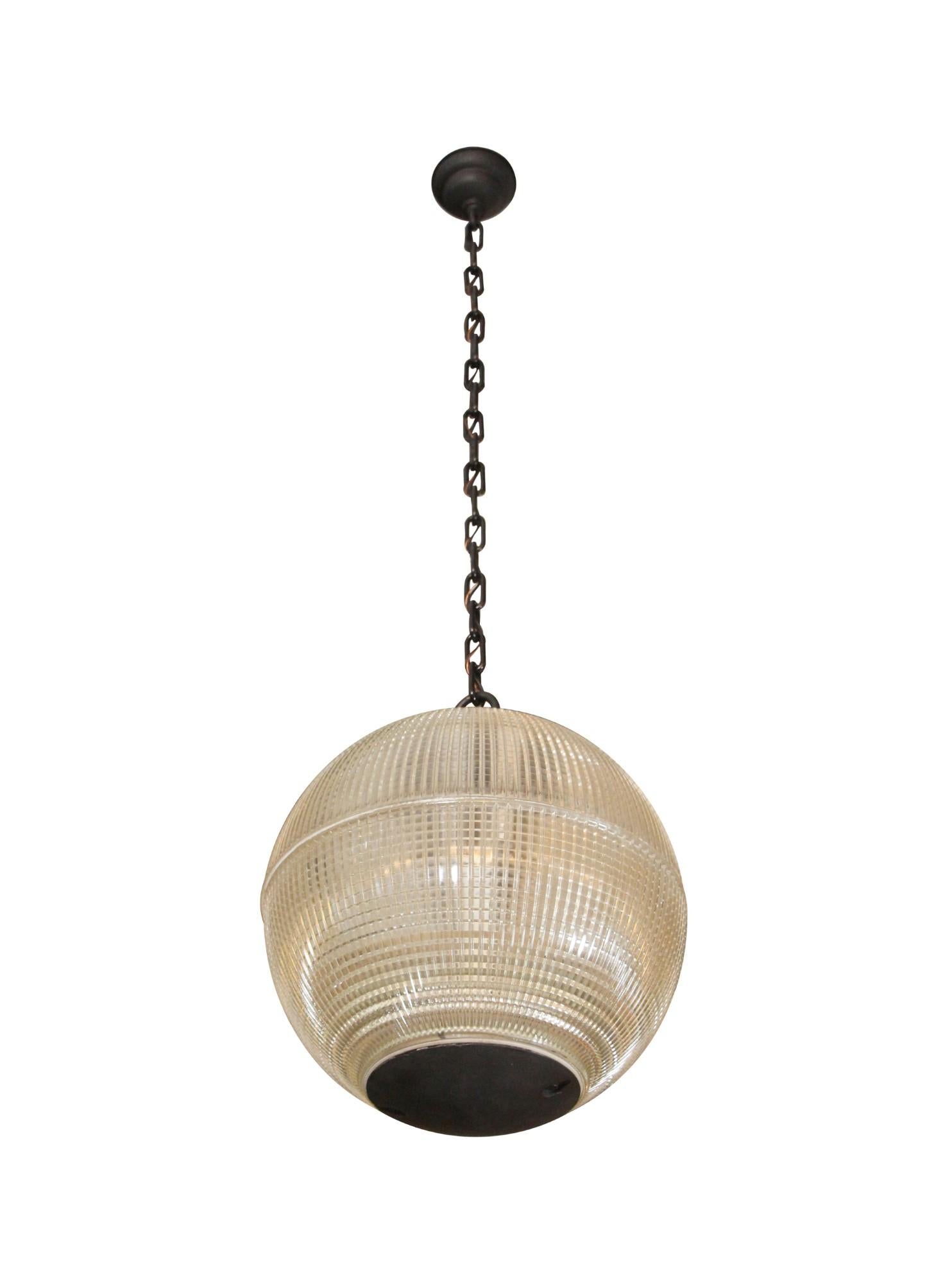 Industrial 1960s Paris Holophane Globe Street Pendant Light Qty Available For Sale